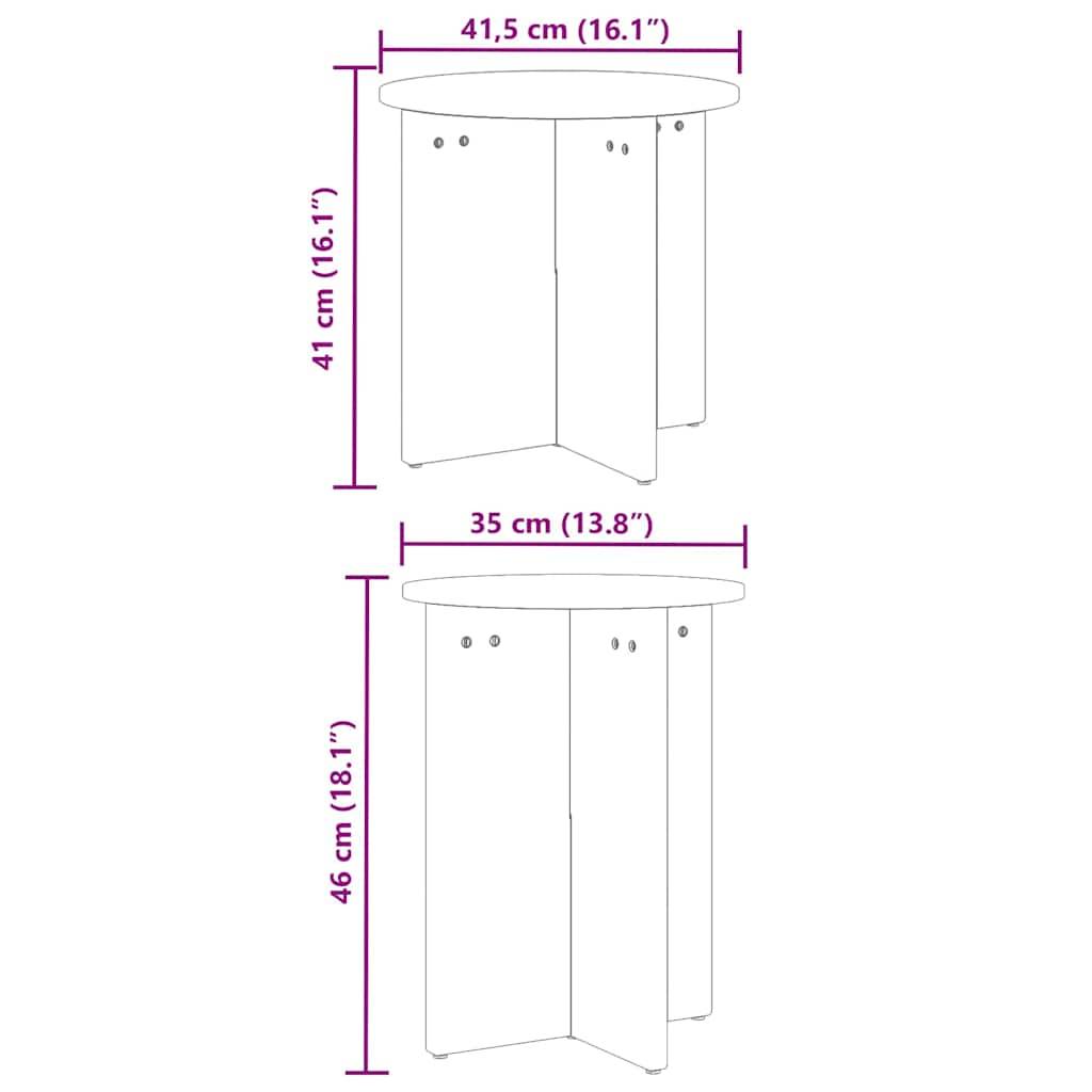 Walplus Pack of 2 Coffee Table - Natural - 41.5 x 41.5 x 46 cm - Image 7