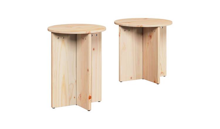 Walplus Pack of 2 Coffee Table - Natural - 41.5 x 41.5 x 46 cm