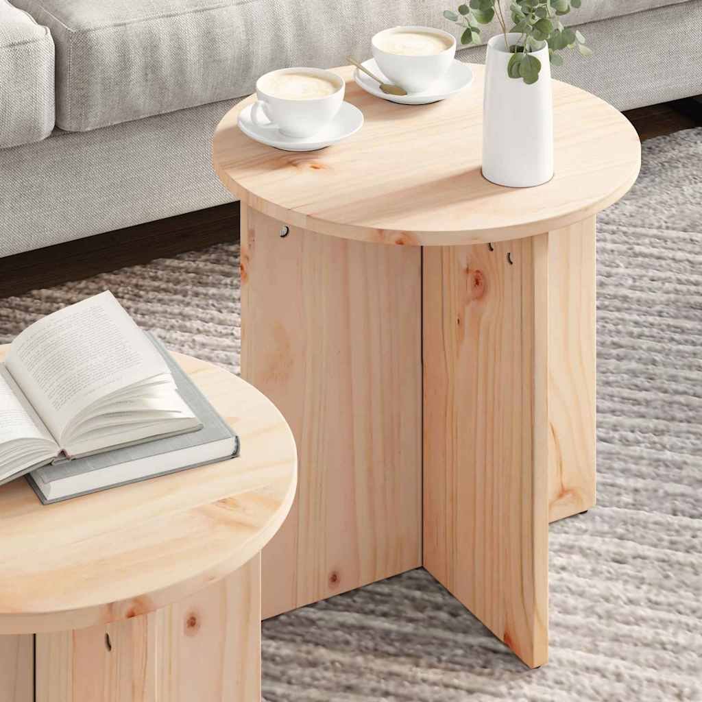 Walplus Pack of 2 Coffee Table - Natural - 41.5 x 41.5 x 46 cm - Image 3