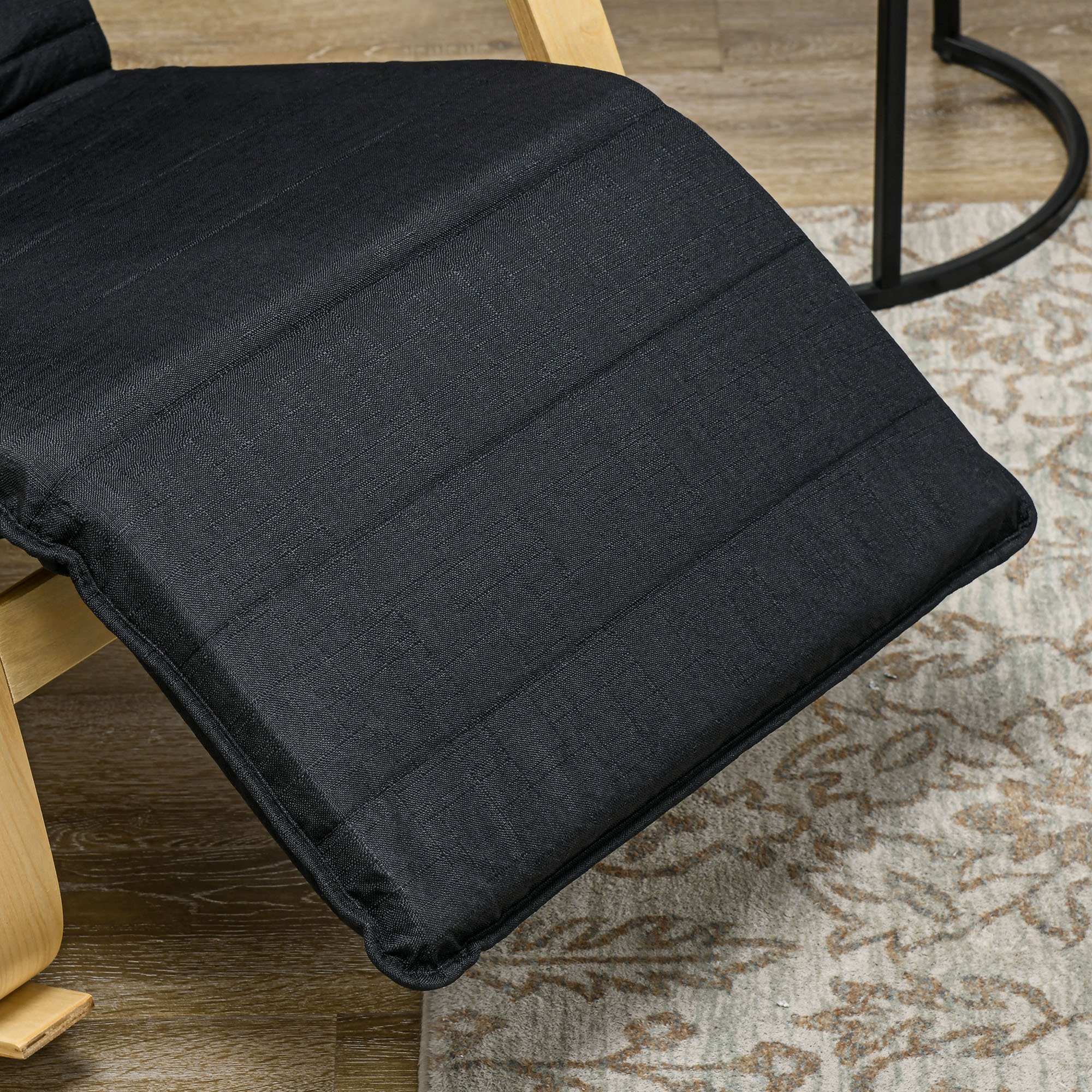HOMCOM Rocking Recliner Chair with Adjustable Footrest and Side Pocket - Black - Image 5