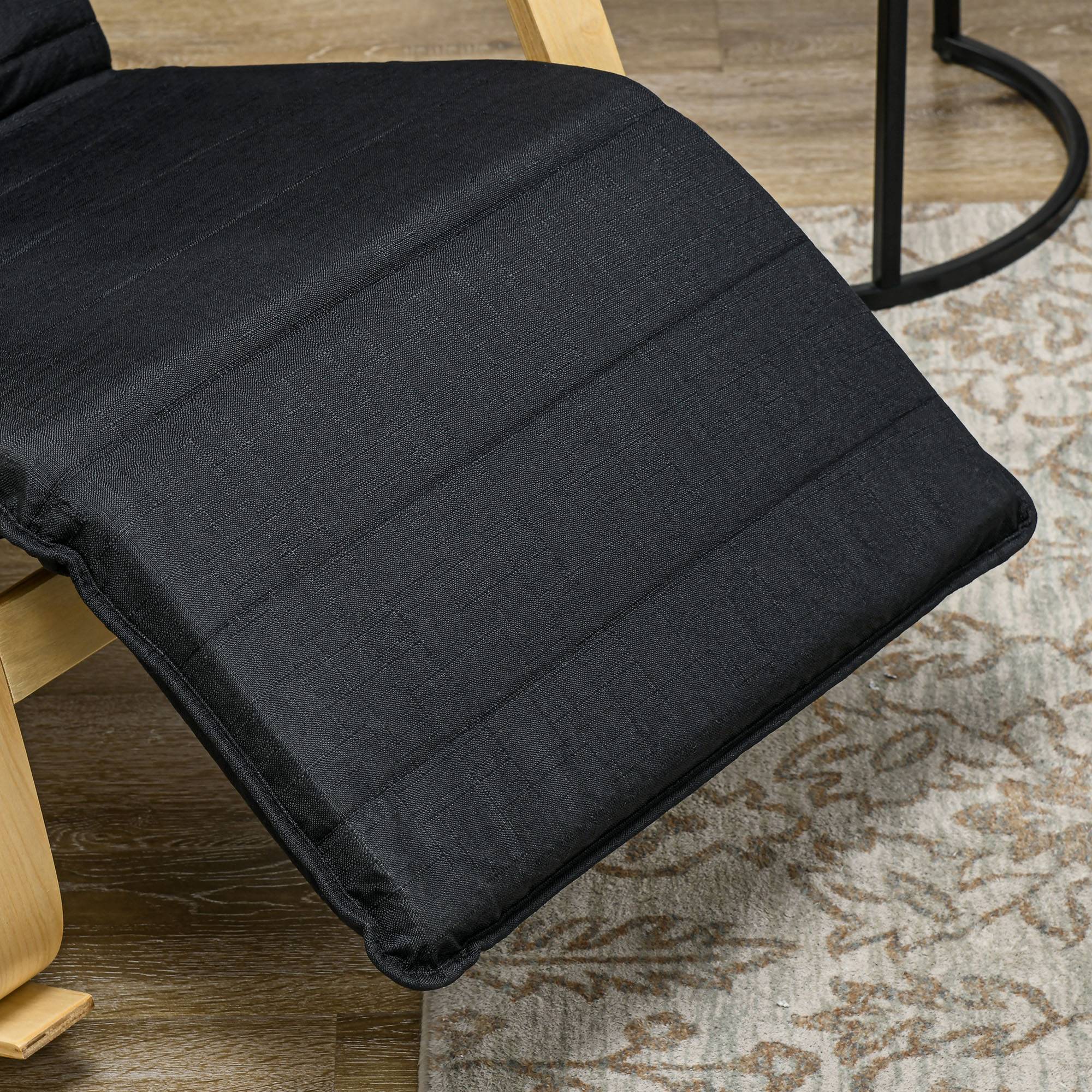 HOMCOM Rocking Recliner Chair with Adjustable Footrest and Side Pocket - Black - Image 5