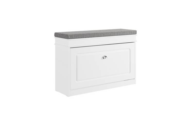 SoBuy 1 Flip Drawer Narrow Shoe Storage Bench - White