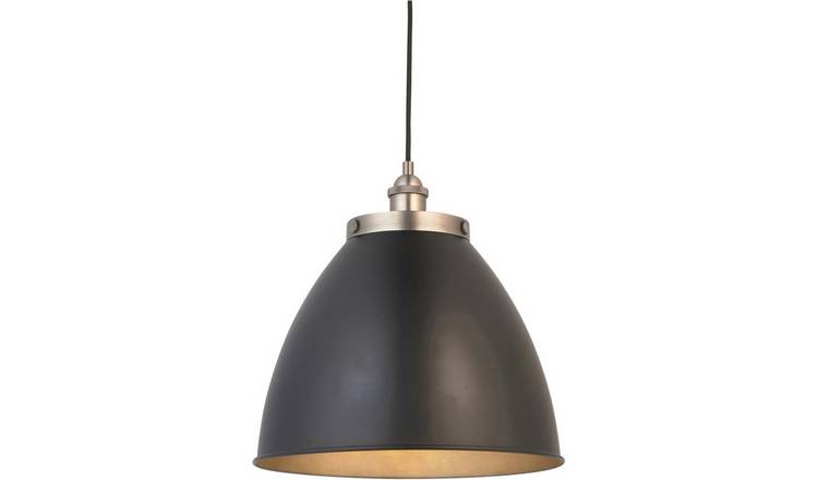 Loops Direct Steel Pendant Light - Aged Pewter Plate and Matt Black