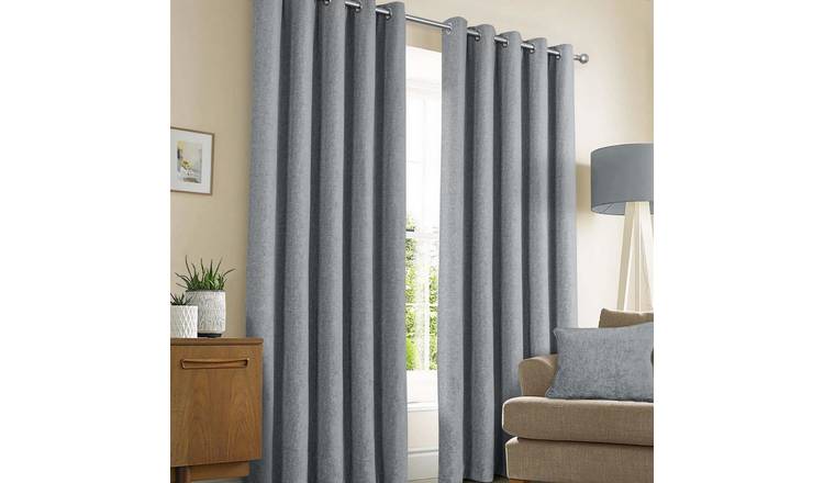 Sundour Amberley Eyelet Curtains - Nickel - 168 x 137cm