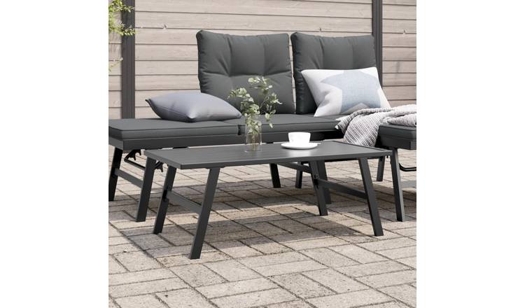 Walplus Powder Coated Steel Garden Coffee Table - Black - 90 x 45 x 35 cm