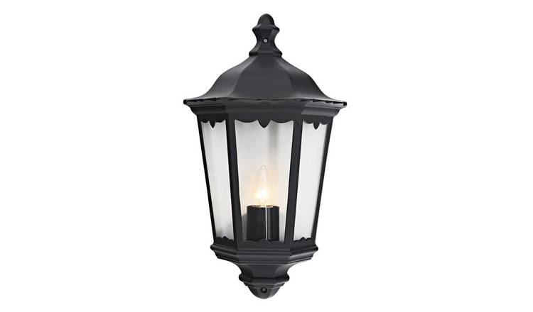 Happy Homewares Black Cast Aluminium Outdoor Wall Light - 26cm