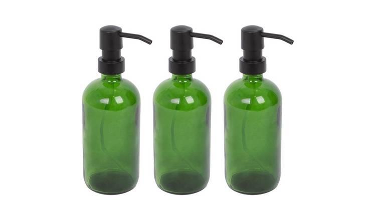 Harbour Housewares Glass Soap Dispensers  - Green - Pack of 3