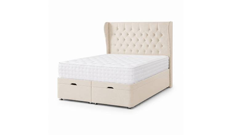 Comfy Deluxe Oscar 5ft King Size Ottoman End Lift  Bed Set - Naples Cream