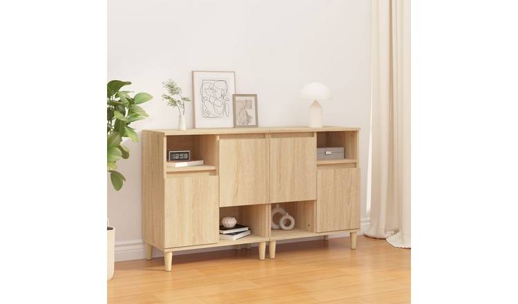 Walplus 2 Piece Engineered Wood 2 Doors Sideboard - Light Oak - 60 x 35 x 70 cm