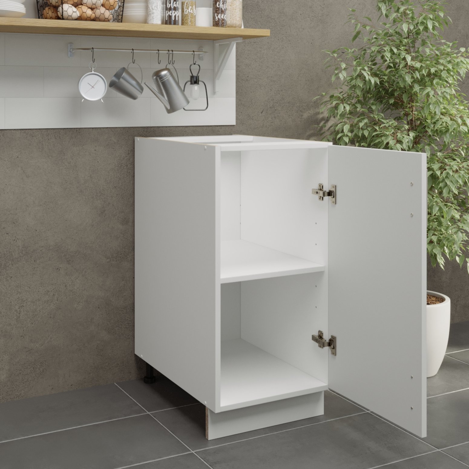 JD Greta 400mm Adjustable Leg Base Cabinet with 1 Door - White Matt - Image 2