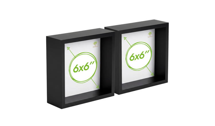 Nicola Spring 3D Deep Box Photo Frames - 6 x 6" - Set of 2 - Black