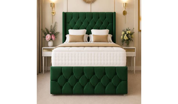 Bed Choices Deluxe Small Double Ottoman Bed with 54" Headboard - Green