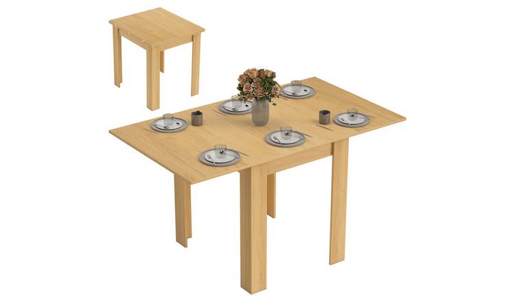 HOMCOM 4-6 Seater Rectangular Folding Dining Table - Natural Wood Effect