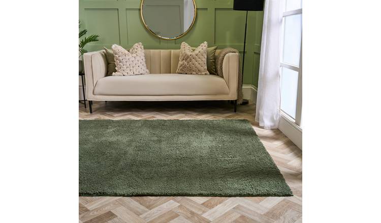 OHS Cosy Teddy Non-Slip Rug - 80 x 150cm - Woodland Green