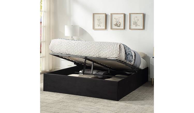 Home Treats Double Platform Ottoman Bed With Mattress - Black