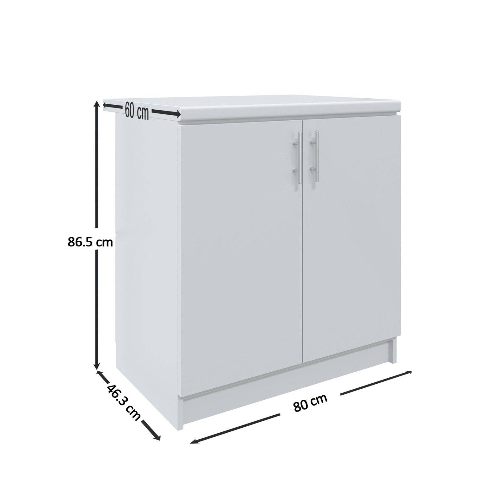 JD Greta 800mm Base Cabinet with 2 Doors & Worktop - White Matt - Image 8