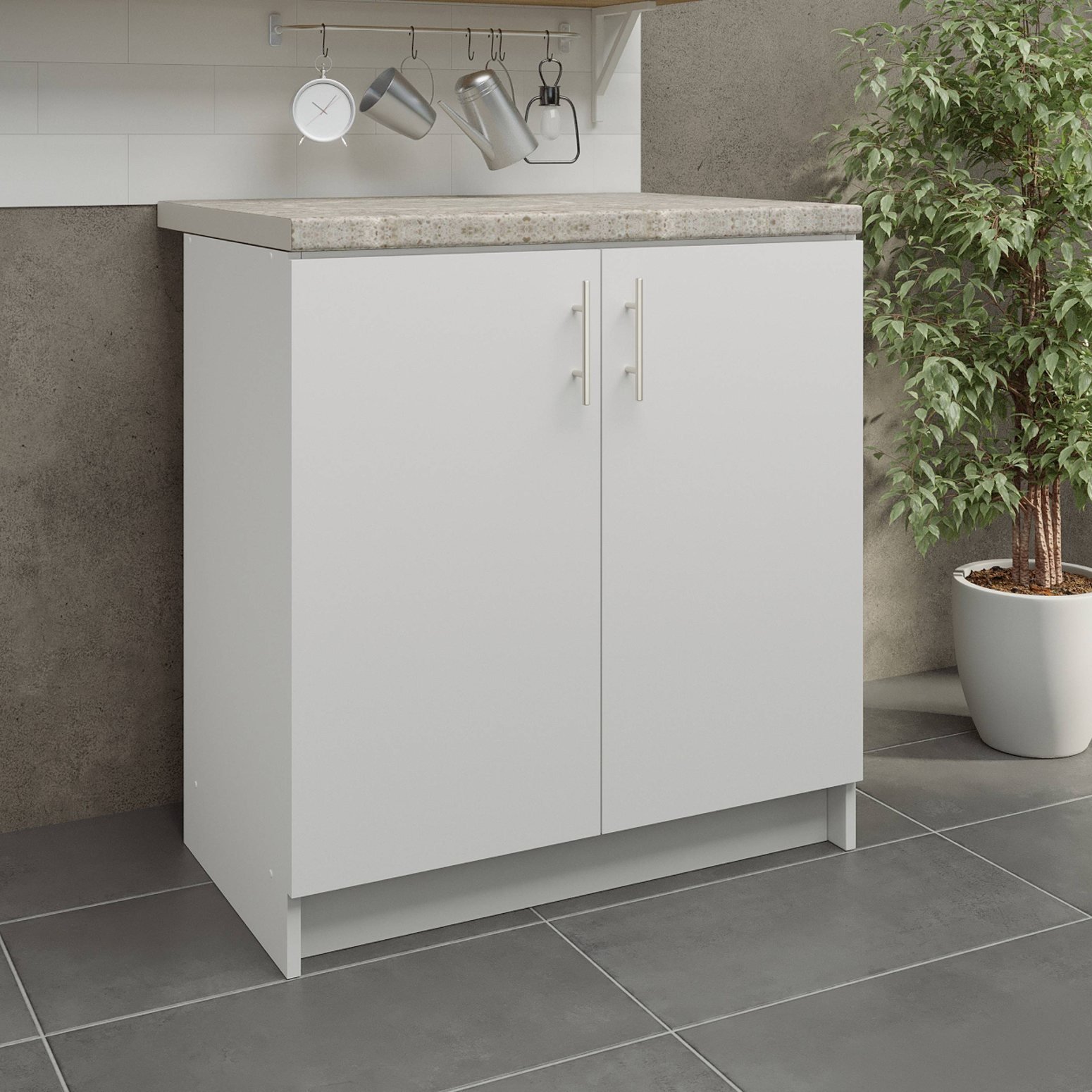 JD Greta 800mm Base Cabinet with 2 Doors & Worktop - White Matt - Image 3