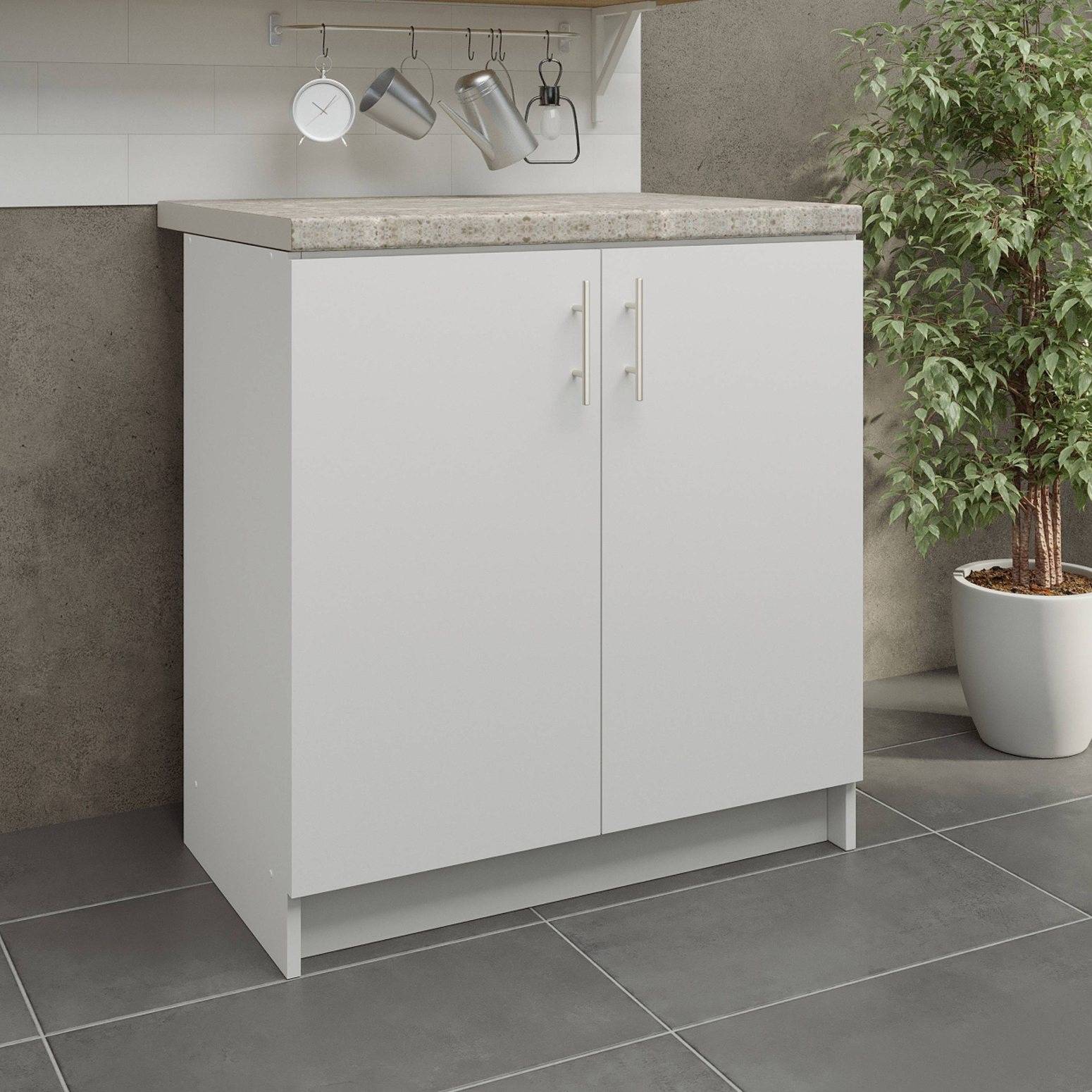 JD Greta 800mm Base Cabinet with 2 Doors & Worktop - White Matt - Image 3
