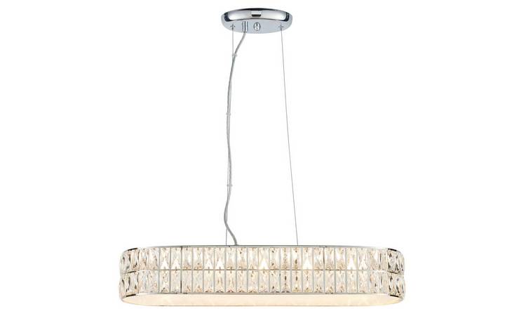 Loops Direct Steel and Crystal LED Ceiling Pendant Light - Chrome and Crystal