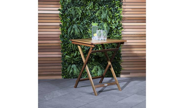 Charles Bentley Wooden Square Foldable Table - Brown