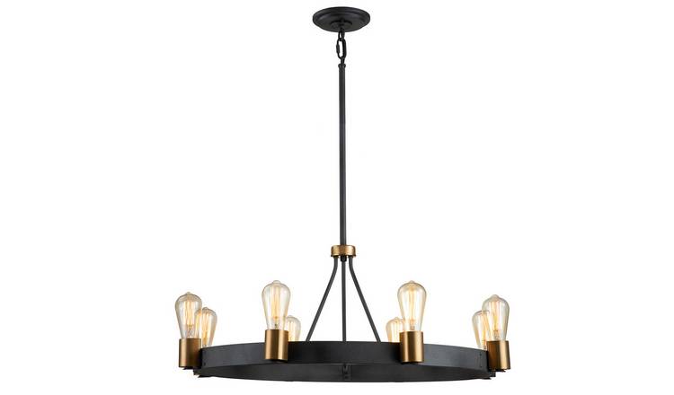 Elstead Hinkley 8 Arm Pendant Light - Aged Zinc & Heritage Brass