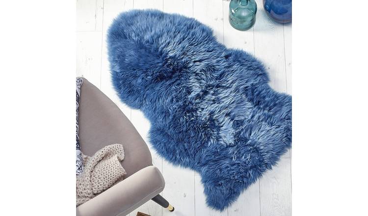 Mega Flooring Blue Shaggy Plain Rug - 65 x 95cm