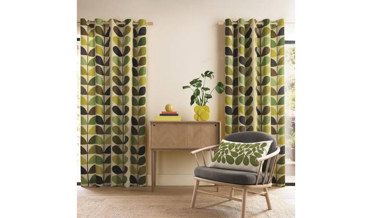 Orla Kiely Multi Stem Eyelet Curtains - Fern-Ochre - 168 x 183cm