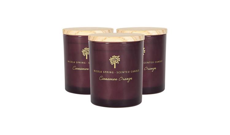 Nicola Spring 130ml Soy Wax Scented Candles Pack of 3 - Cinnamon & Orange