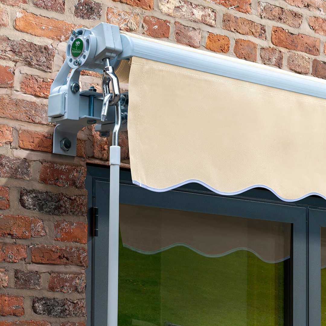 Primrose Awnings 4.0m x 3.0m Retractable Manual Awning Patio Canopy - Ivory - Image 3