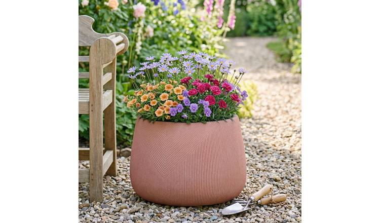 Dibor Medium Fibre Clay Outdoor Garden Planter – Terracotta