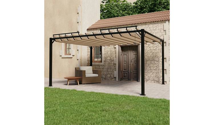 Walplus 3 x 4 m Fabric Aluminium Gazebo with Louvered Roof - Taupe