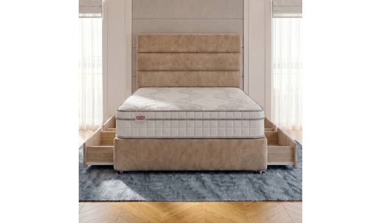 Somnior Regent Velvet Small Double 4 Draw Pocket Mattress Divan Bed Set - Beige