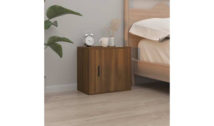 Walplus Wall Mounted Bedside Cabinet - Dark Oak - 50 x 30 x 47 cm