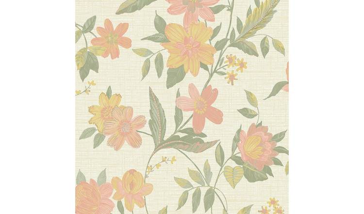 Grandeco Katsu Trail Floral Blown Wallpaper - Blush