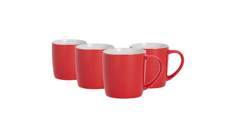 Argon Tableware Coloured Coffee Mugs - 350ml - Red - Pack of 4