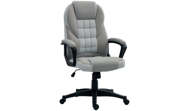 HOMCOM Faux Leather Adjustable Swivel Office Chair - Grey