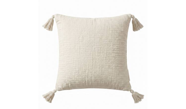 Homescapes Cloud Off White Handmade Cotton Muslin Filled Cushion - 45 x 45 cm