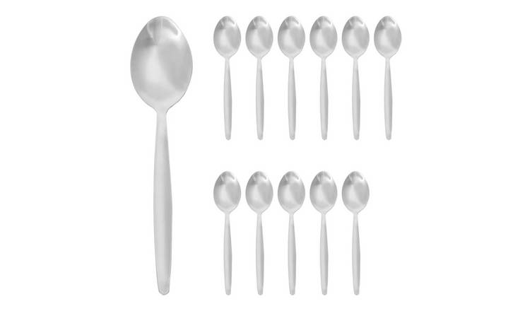 Argon Tableware Stainless Steel Dessert Spoons - Silver - Pack of 12