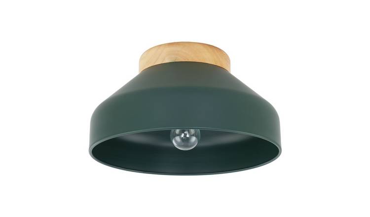 Happy Homewares Dark Green Chic Scandinavian Semi Flush Ceiling Light - 30cm