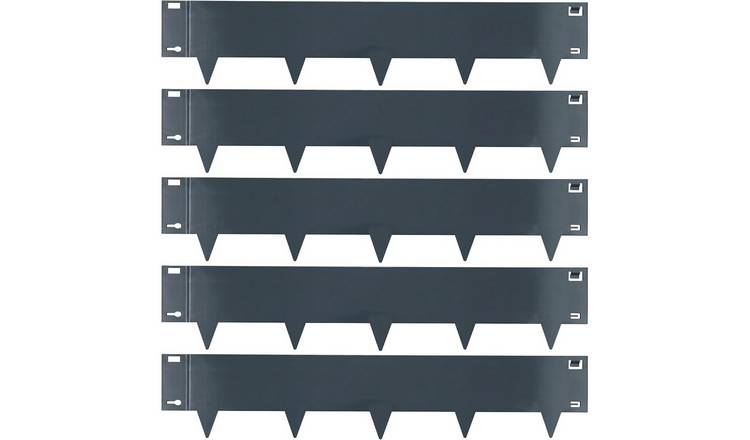 Greenera 5m x 16cm Galvanised Steel Lawn Edging Garden Border - Grey