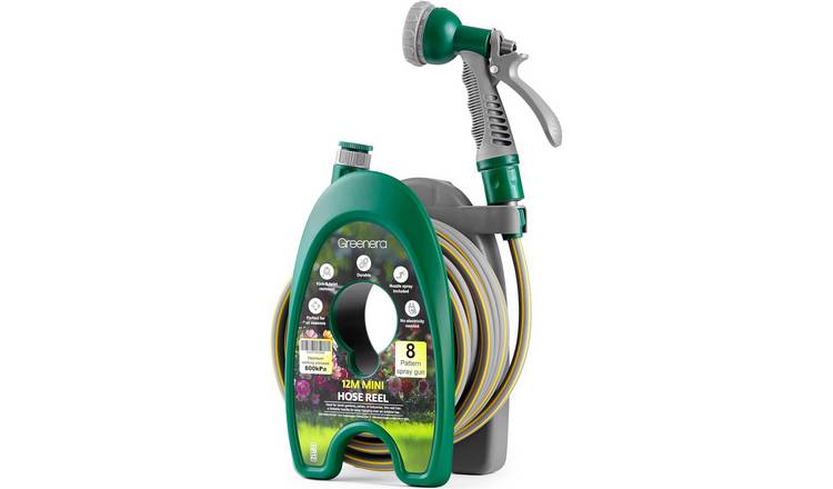 Greenera 12m Mini Garden Hose Pipe 8 Pattern Water Spray Adjustable Nozzles