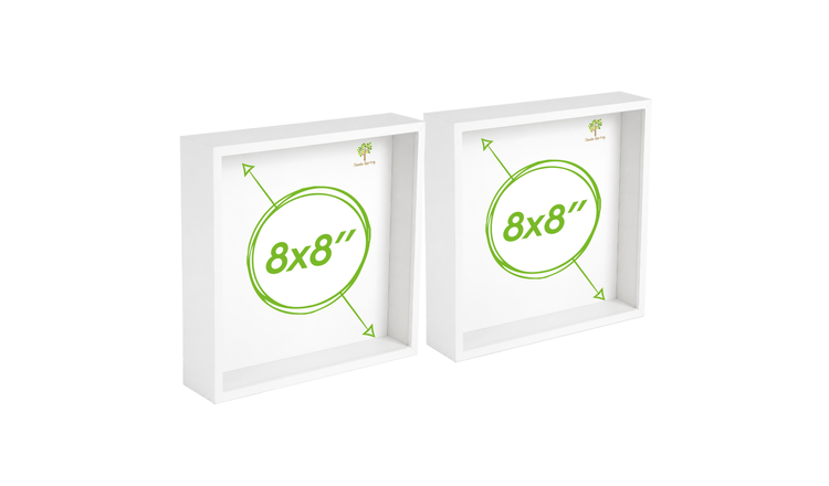 Nicola Spring 3D Deep Box Photo Frames - 8 x 8" - Set of 2 - White