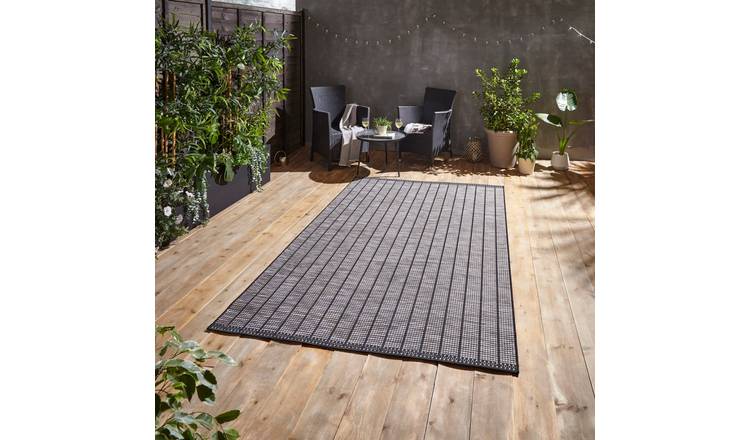 Mega Flooring Black Modern Striped Rug - 120 x 170cm