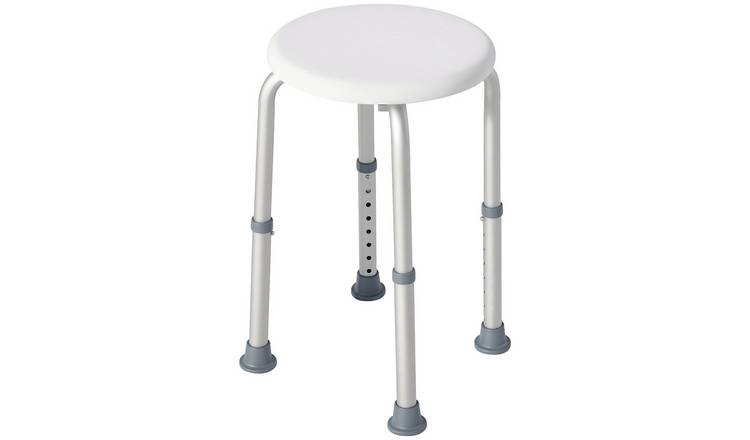 HOMCOM Aluminium Shower Chair with Adjustable Height and Non-Slip Feet - White