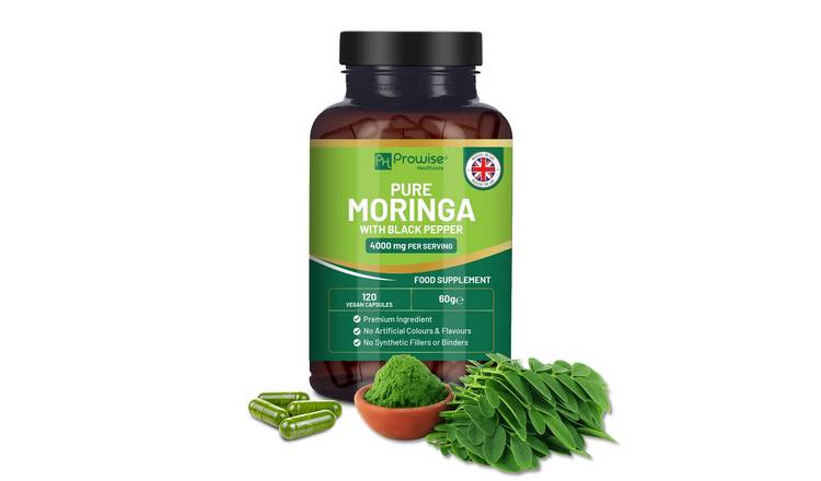 Prowise Vegan 4000mg Pure Moringa Leaf with Black Pepper - 120 Capsules