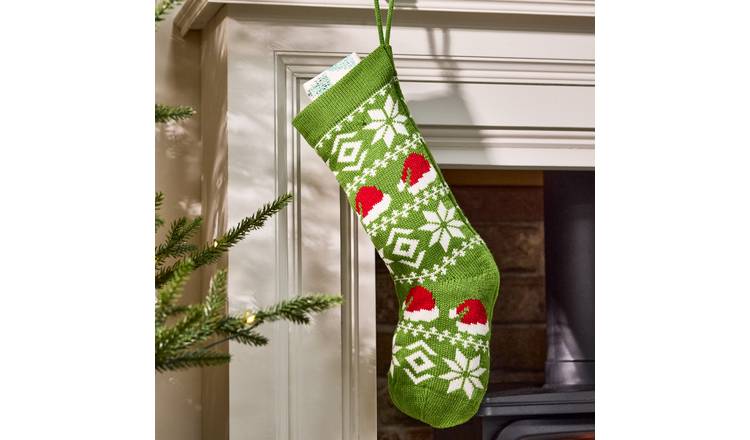 Dibor Knitted Christmas Stocking - Green