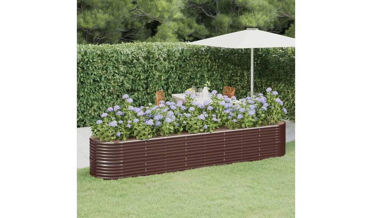 Walplus Galvanised Steel Raised Garden Bed - Brown - 368 x 80 x 68 cm