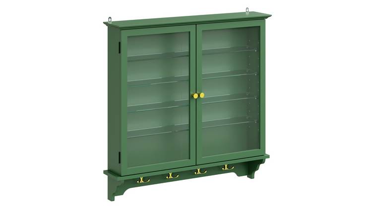 SoBuy 4 Shelf 2 Door Wall Mounted Display Cabinet - Dark Green