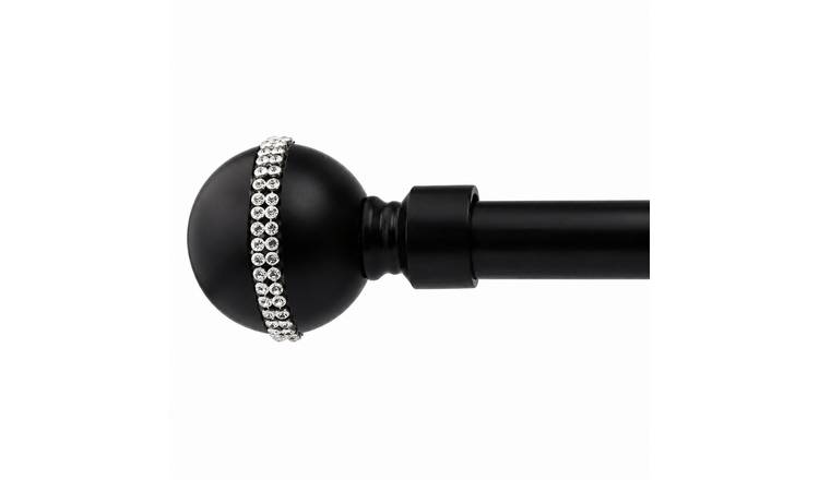 New Edge Blinds 16-19mm Black Jewel Eyelet Curtain Pole - 160cm - 300cm