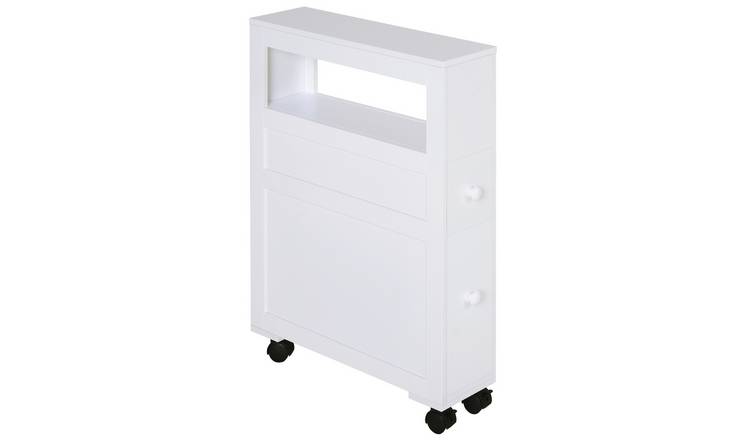 HOMCOM Tall Bathroom Storage Unit with 2 Drawers Open Top - White
